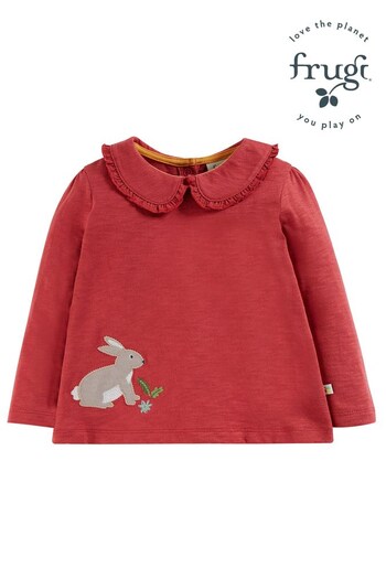 Frugi Pink Winter Hare Long Sleeve Applique Top (N65312) | £18 - £20
