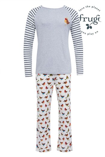 Frugi Christmas Robins Matching Family Mens Organic Cotton Pyjamas (N65313) | £55