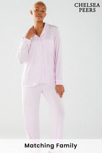 Chelsea Peers Pink Modal Button Up Long Pyjamas Set (N65332) | £48