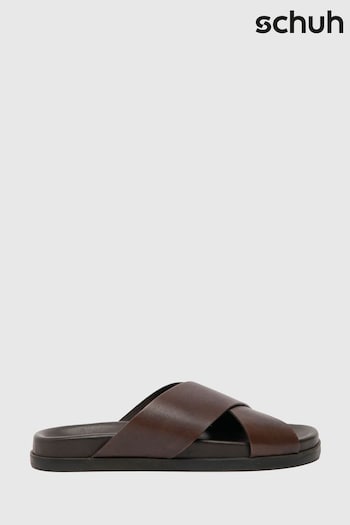 Schuh Steven Leather Cross Strap Brown Sandals (N65335) | £45