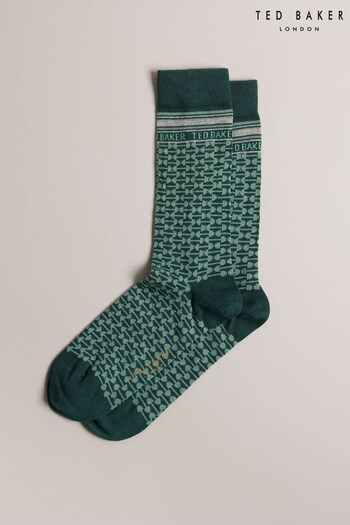 Ted Baker Green Bakeing Geometric Pattern Socks (N65383) | £10