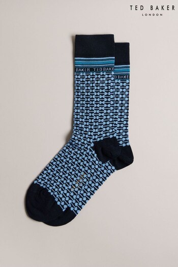 Ted Baker Blue Bakeing Geometric Pattern Socks (N65384) | £10