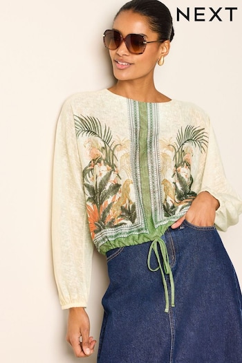 Tropical Print Long Sleeve Trim Blouse (N65416) | £46