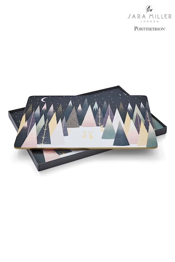 Portmeirion Blue Sara Miller Frosted Pines Set of 4 Placemats (N65427) | £37