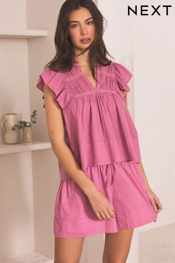 Pink Lightweight Cotton Short Set Pyjamas (N65433) | £34