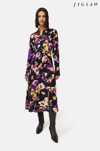 Jigsaw Purple Haze Floral Crepe Dress (N65451) | £185