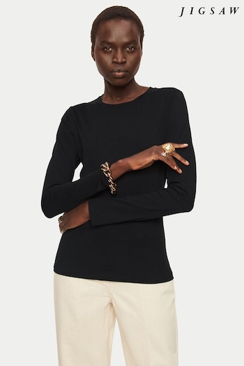 Jigsaw Supima Cotton Long Sleeve Black T-Shirt (N65454) | £34