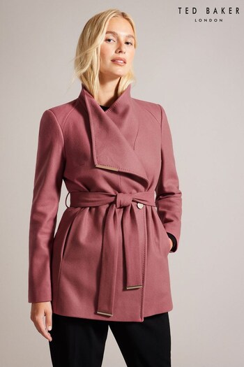 Ted Baker Pink Rosess Short Wool Wrap Coat (N65474) | £275