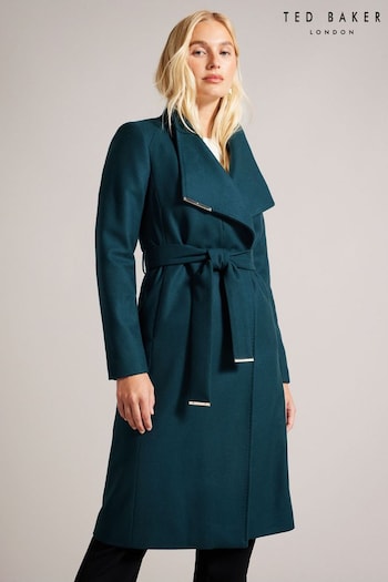 Ted Baker Blue Rose Mid Length Wool Wrap Coat (N65475) | £325