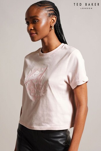 Ted Baker Pink Marelll Branded Cotton T-Shirt (N65477) | £55