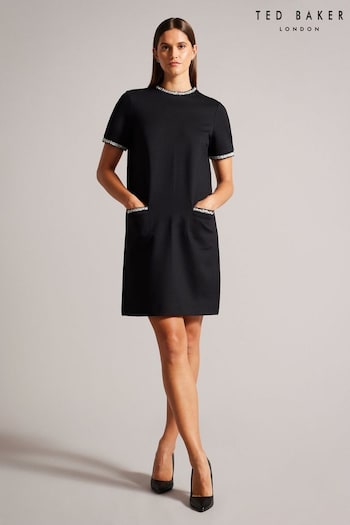Ted Baker Rozlia Ponte Shift Black Dress (N65484) | £125