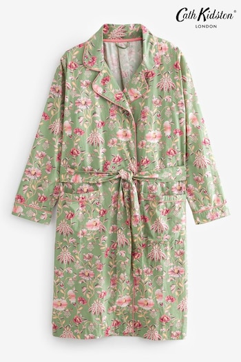 Cath Kidston Green Floral Cotton Poplin Wrap Dressing Gown (N65496) | £52
