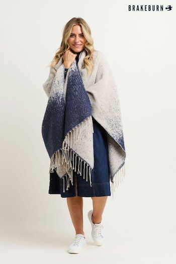 Brakeburn Blue Ombre Knitted Poncho (N65532) | £60