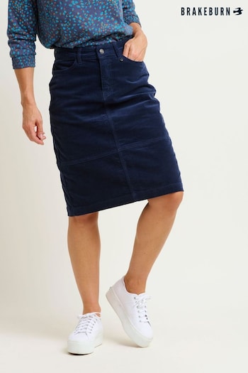 Brakeburn Blue Cord Midi Skirt (N65557) | £55