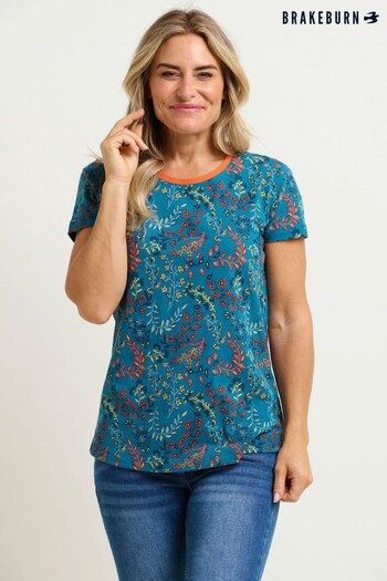 Brakeburn Blue Uma Floral Paisley T-Shirt (N65565) | £30