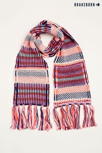 Brakeburn Blue Textured Stripe Knitted Scarf (N65575) | £40