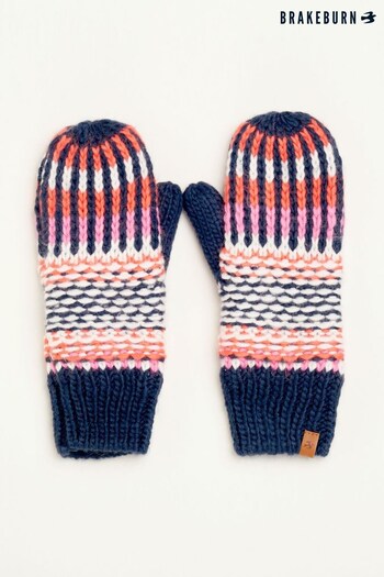 Brakeburn Blue Textured Stripe Knitted Gloves (N65577) | £30