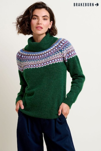 Brakeburn Green Scandi Roll Neck Knitted Jumper (N65582) | £75