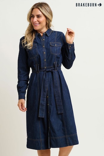 Brakeburn Blue Frances Denim Midi Shirt Dress (N65608) | £70