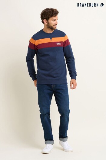Brakeburn Blue Colour Block Sweatshirt (N65614) | £50