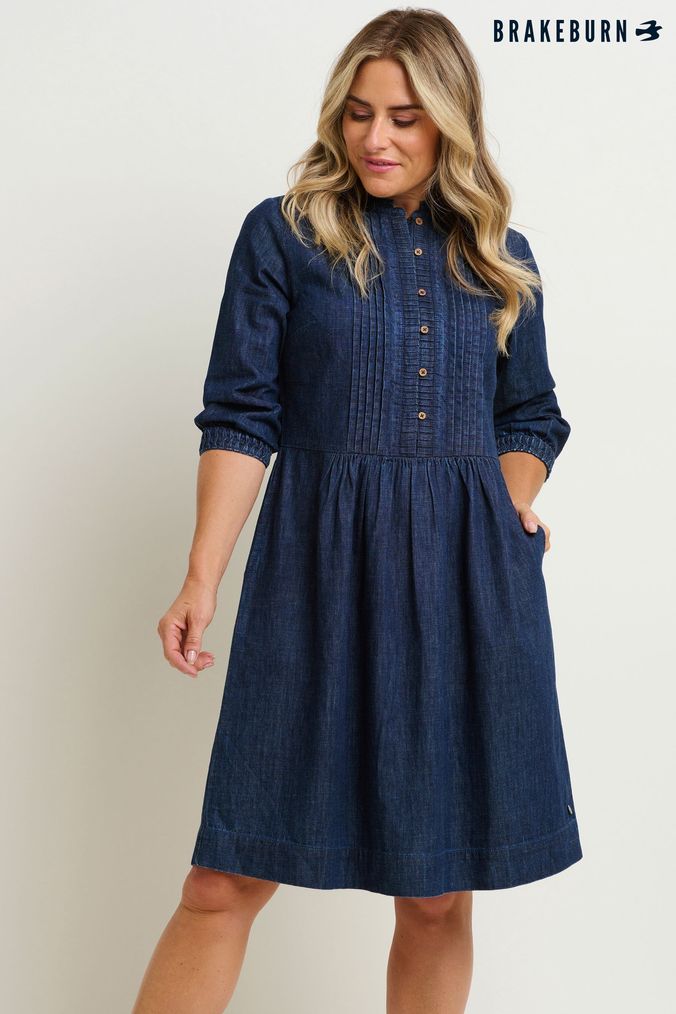 Knee length denim dress uk discount