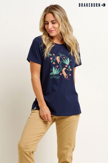 Brakeburn Blue Botanical Tiger T-Shirt (N65628) | £28