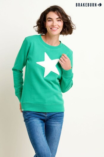 Brakeburn Green Star Crew Neck Sweatshirt (N65648) | £45