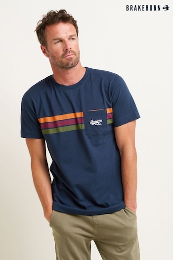 Brakeburn Blue Chest Stripe T-Shirt (N65662) | £30