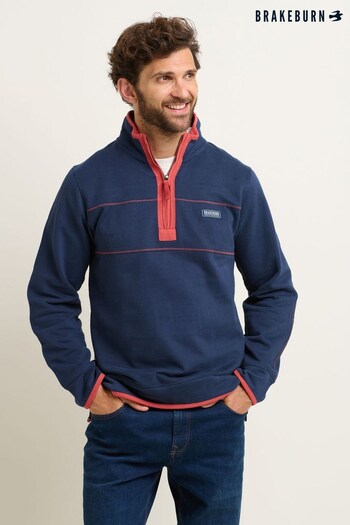 Brakeburn Blue Quarter Zip Sweatshirt (N65679) | £60