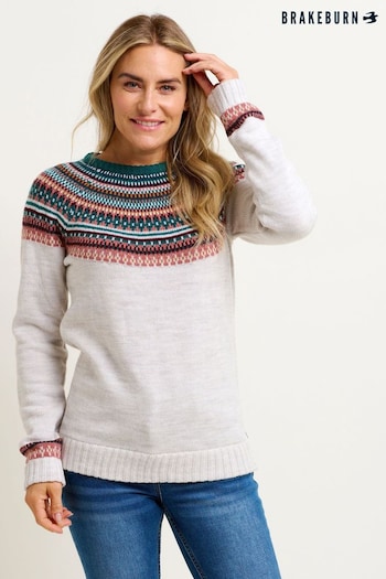 Brakeburn Cream Fairisle Sparkle Knitted Jumper (N65699) | £65