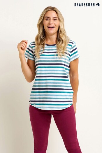 Brakeburn Blue Multi Stripe T-Shirt (N65712) | £28