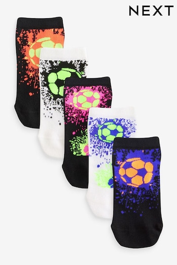 Bright Football Splat Cotton Rich Trainer Socks 5 Pack (N65785) | £7 - £9