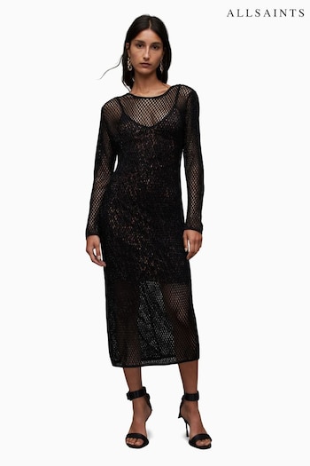 AllSaints Rosalie Anita Black Maxi Dress (N65793) | £299