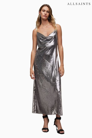 AllSaints Grey Hadley Sequin Dress (N65804) | £199