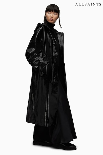AllSaints Erna Black Trench Coat (N65813) | £339