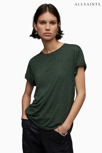 AllSaints Green Anna Shimmer T-Shirt (N65850) | £49
