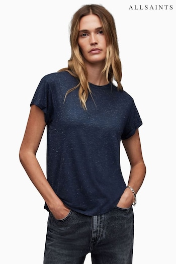 AllSaints Blue Anna Shimmer T-Shirt (N65851) | £49