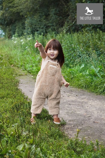 The Little Tailor Baby Natural Plush Sherpa Fleece Dungaree (N65895) | £29