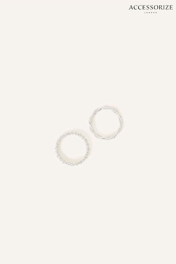 Accessorize Silver Tone Twist Rings Set of Two (N65923) | £16