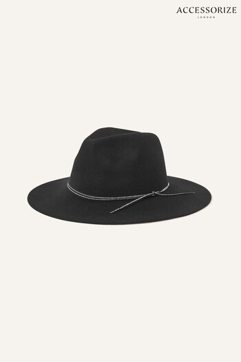 Accessorize Wool Sparkle Fedora Black Hat (N65927) | £32