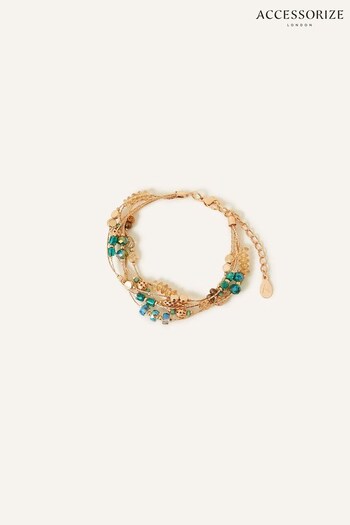 Accessorize Green Layered Beaded Clasp Bracelet (N65940) | £14