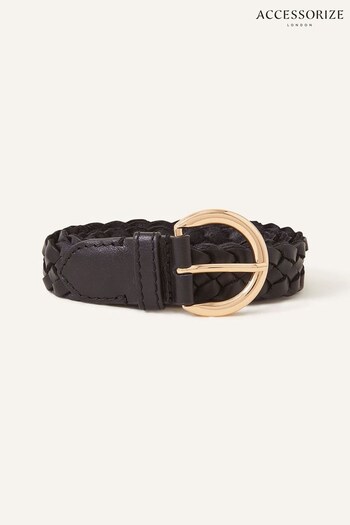 Accessorize Leather Plaited Black Belt (N65953) | £18