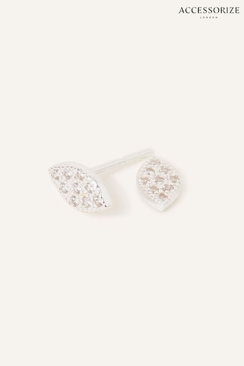 Accessorize Sterling Silver Marquise Shape White Earrings (N65962) | £14