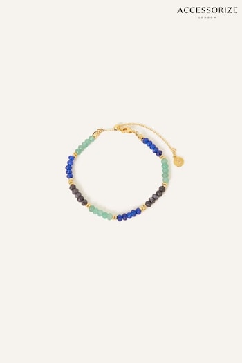 Accessorize Natural 14ct Gold-Plated Stone and Bead Slider Bracelet (N65964) | £20
