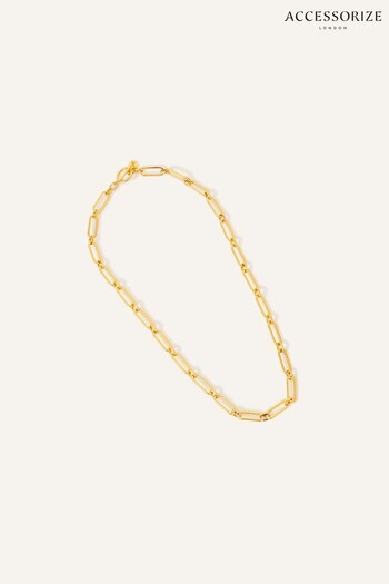Accessorize 14 Gold-Plated Elongated Link Necklace (N65965) | £22