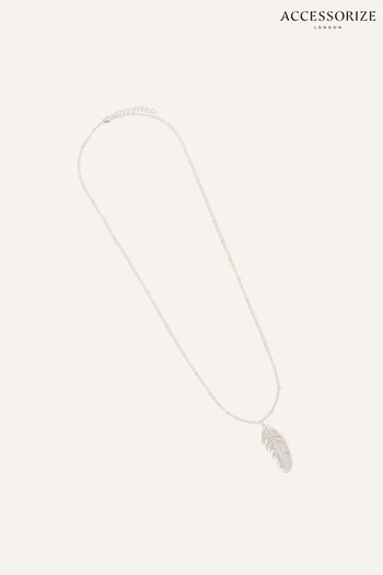 Accessorize Sterling Silver Tone Long Leaf Necklace (N65967) | £20