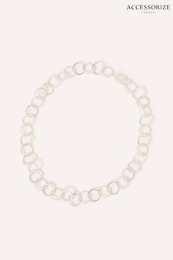 Accessorize Sterling Silver Plated Circle Chain White Necklace (N65975) | £24
