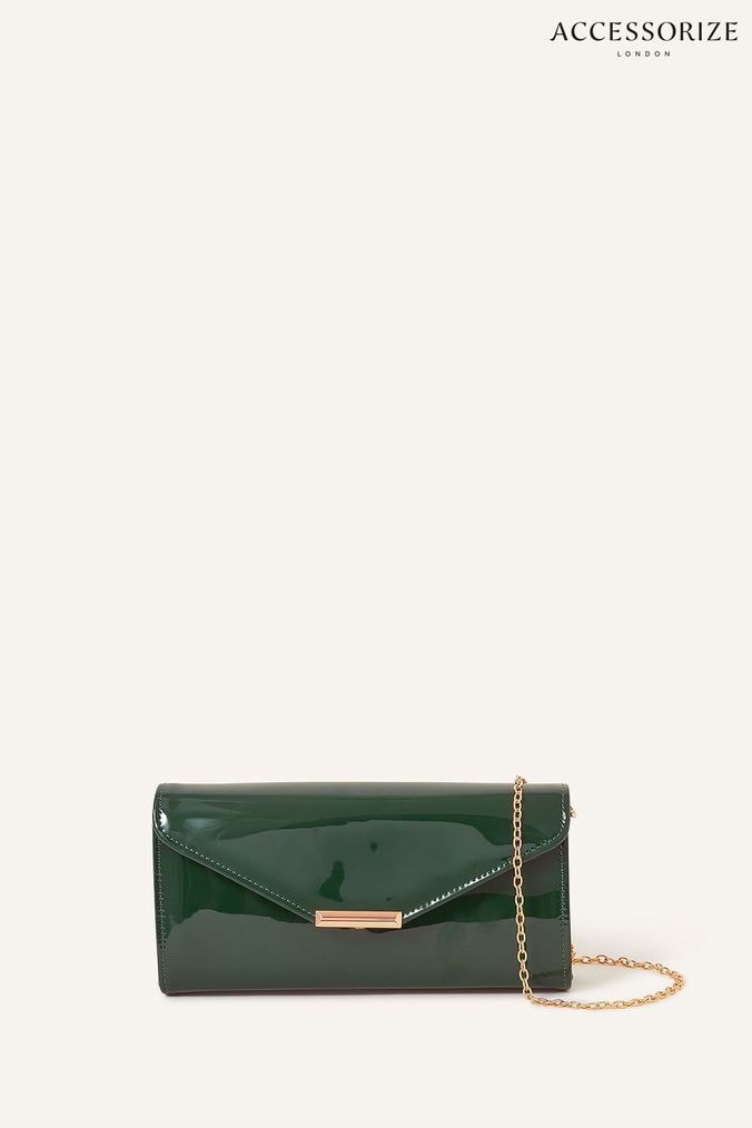 Dark green sales clutch bag