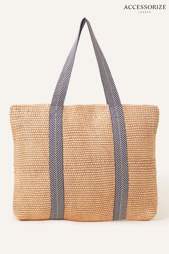 Accessorize Natural Large Raffia Webbing Bag (N65988) | £50
