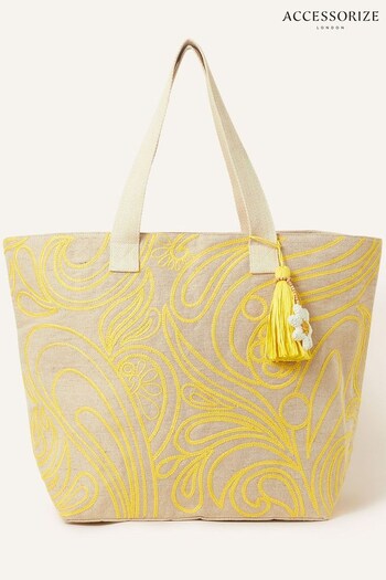 Accessorize Yellow Embroidered Tote Bag (N65989) | £35